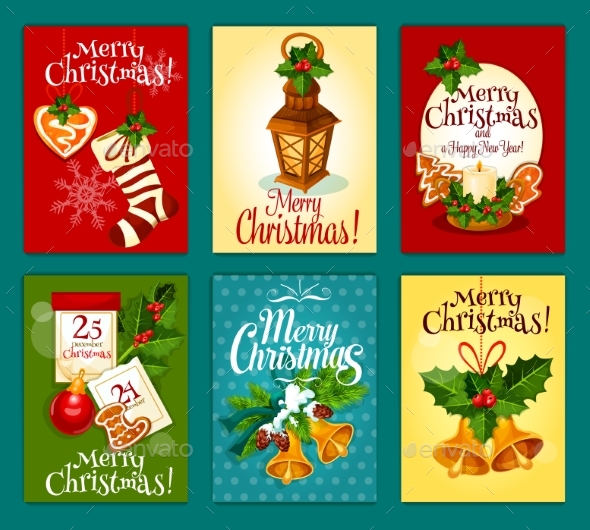 Christmas Card Set For New Year Holidays Design - Christmas Seasons/Holidays