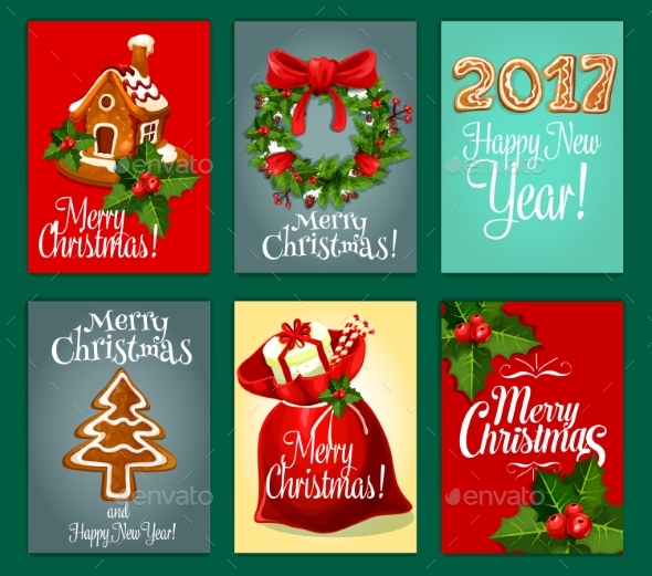 Christmas Gifts Greeting Card Set for Xmas Design - Christmas Seasons/Holidays