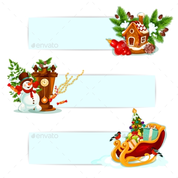 Christmas and New Year Winter Holidays Banner Set - Christmas Seasons/Holidays