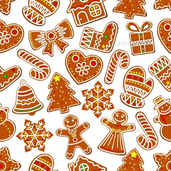 Ginger Cookie Christmas Dessert Seamless Pattern - Christmas Seasons/Holidays
