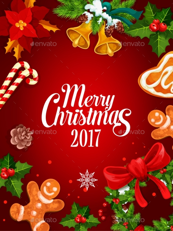 Christmas Holly Wreath Winter Holidays Poster - Christmas Seasons/Holidays