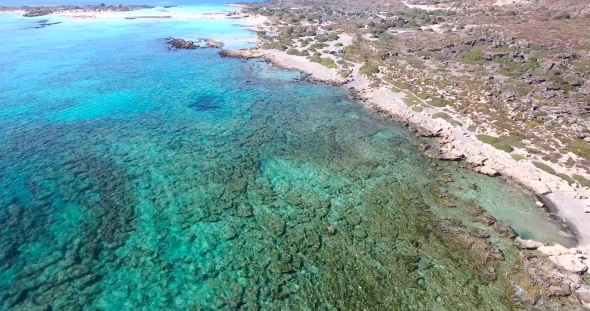 Beautiful View Of Blue Beach Elafonissi At Crete