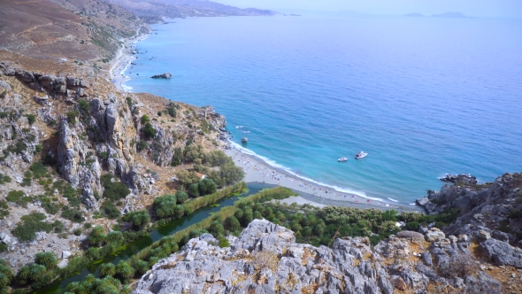 Palm Beach Preveli In Crete Greece