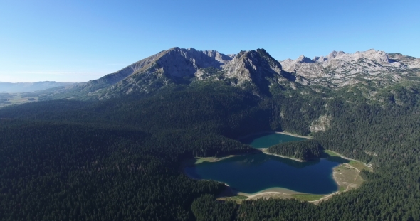 Aerial View Of Black Lake In Durmitor National Park In Montenegro alt