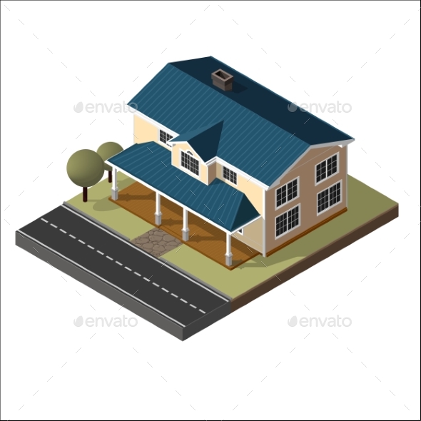 American Cottage Small Wooden House - Buildings Objects