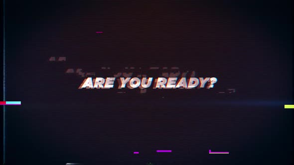 ARE YOU READY? text glitch effects concept for video games screen alt