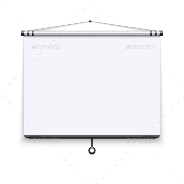 Blank White Board, Meeting Projector Screen - Objects Vectors