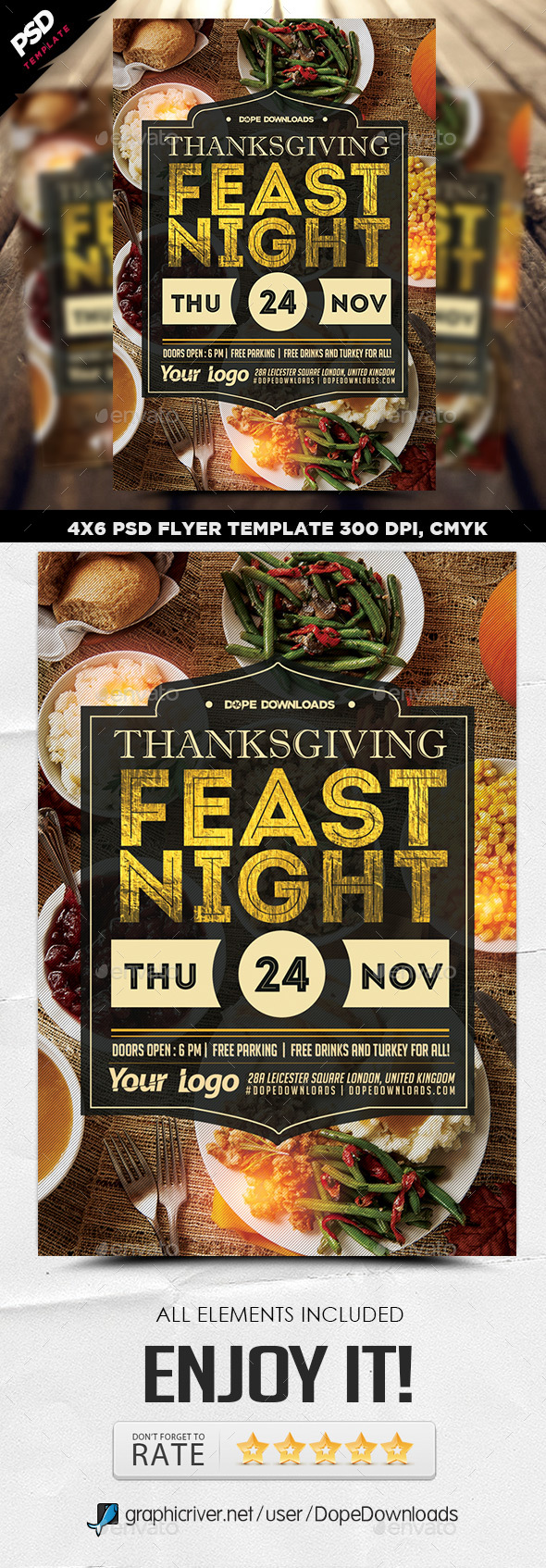 Thanksgiving Feast Night Flyer - Holidays Events