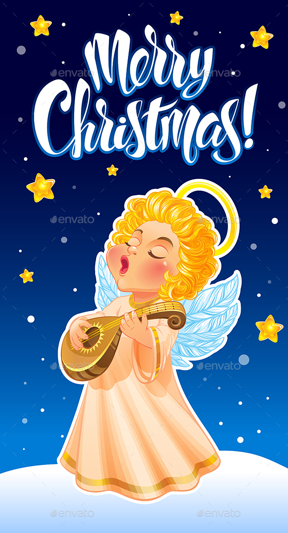 Christmas Greeting Card with Angel - Christmas Seasons/Holidays