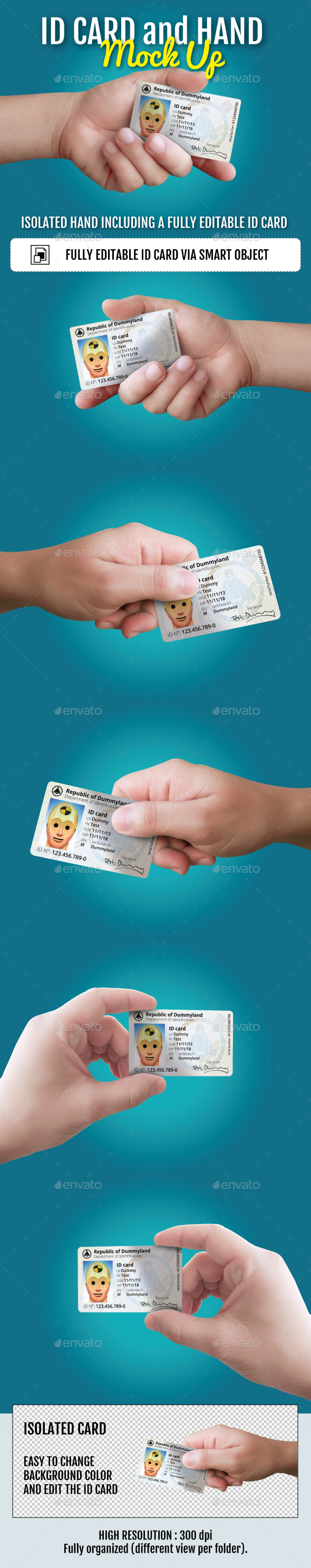 ID Card and Hand Mockup - Miscellaneous Print