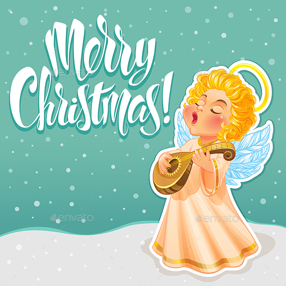 Christmas Greeting Card with Angel - Christmas Seasons/Holidays