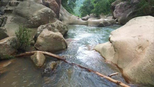 Mountain River Surrounded by Tropical Rainforest