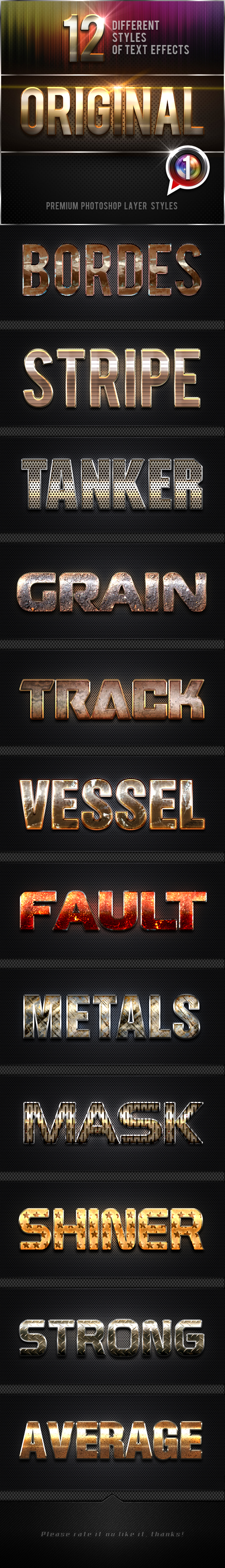 12 Original Photoshop Text Effects Vol.1 - Text Effects Styles
