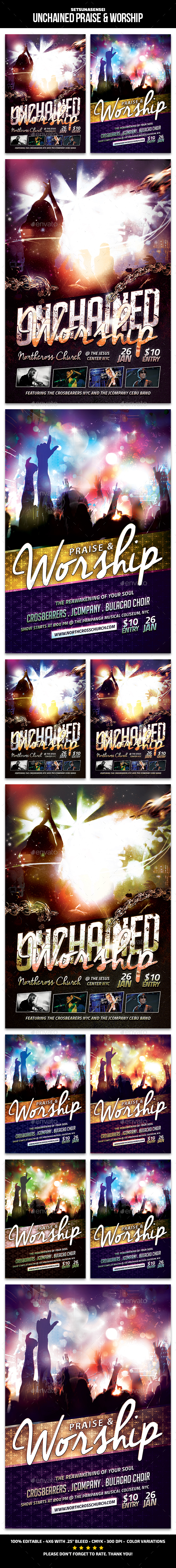 Unchained Praise & Worship Church Flyer - Church Flyers