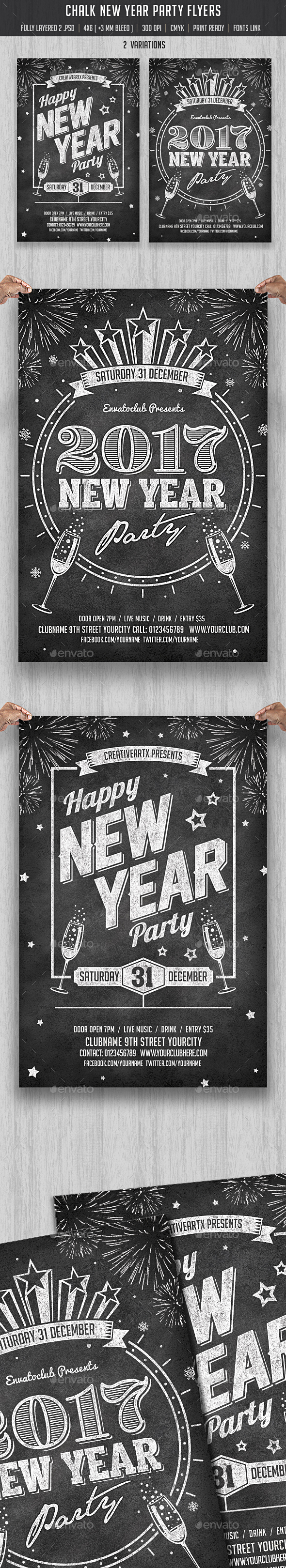 Chalk New Year Party Flyer - Clubs & Parties Events
