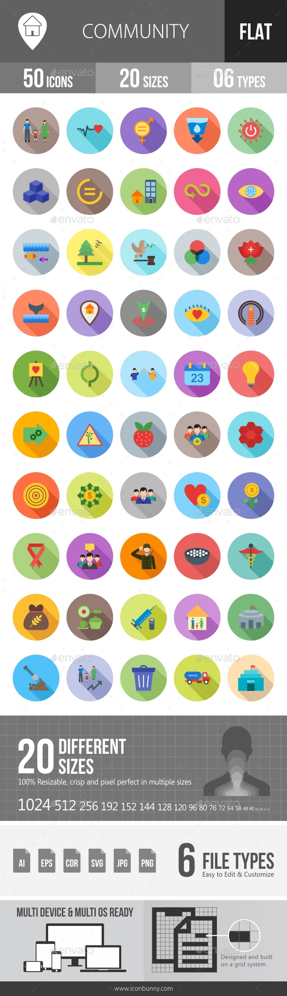 Community Flat Shadowed Icons - Icons