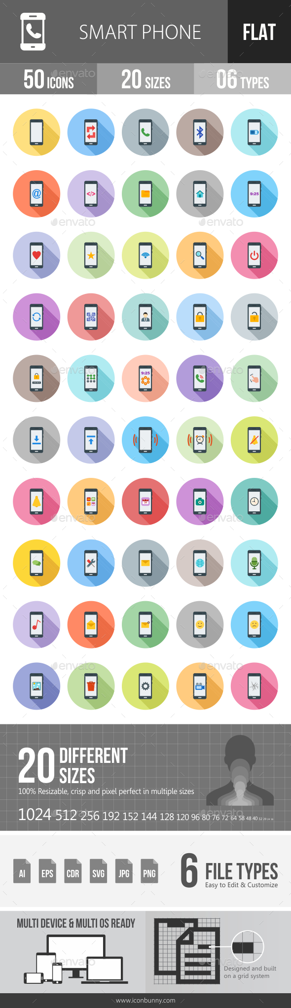 Smartphone Flat Shadowed Icons - Icons