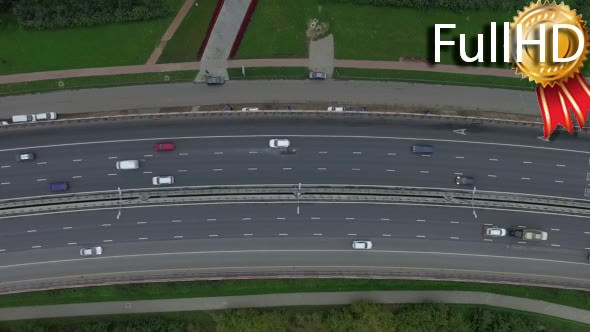 Aerial View of Traffic on a Highway Markings