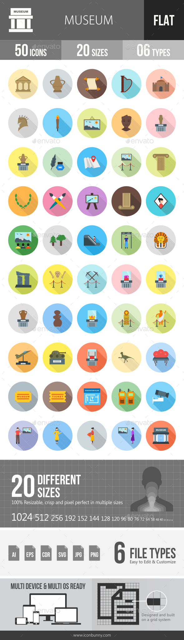 Museum Flat Shadowed Icons - Icons