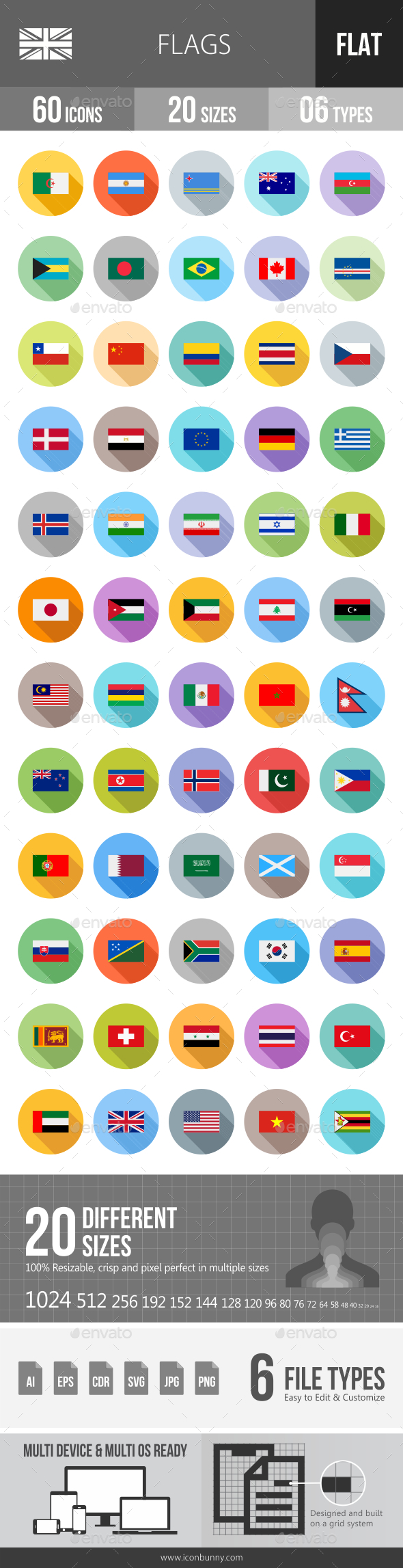 Flags Flat Shadowed Icons - Icons
