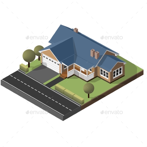 American Cottage Small Wooden House - Buildings Objects