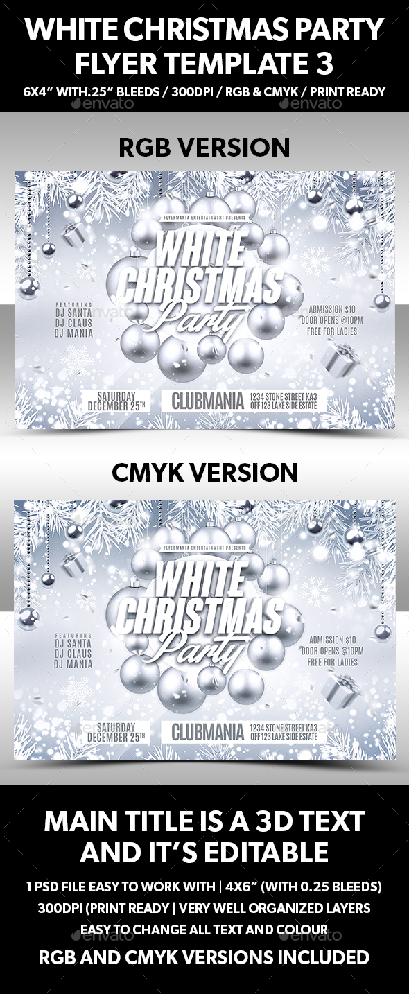 White Christmas Party Flyer Template 3 - Events Flyers