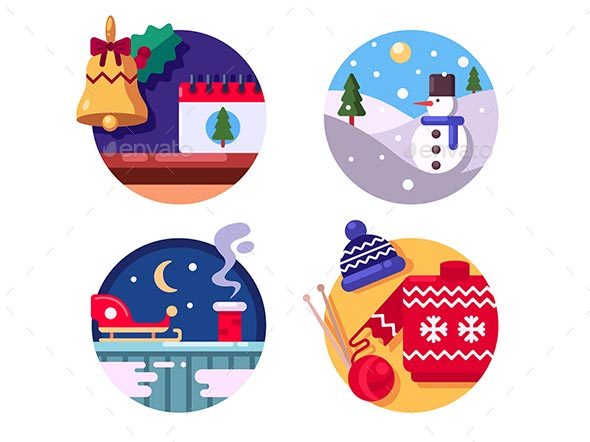 Winter Fun Holiday Christmas - Web Elements Vectors