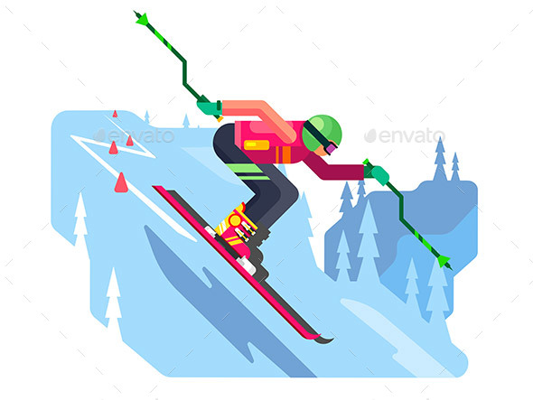 Slalom Downhill Skiing - Sports/Activity Conceptual