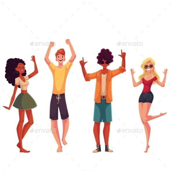 Young People Dancing on the Beach - People Characters