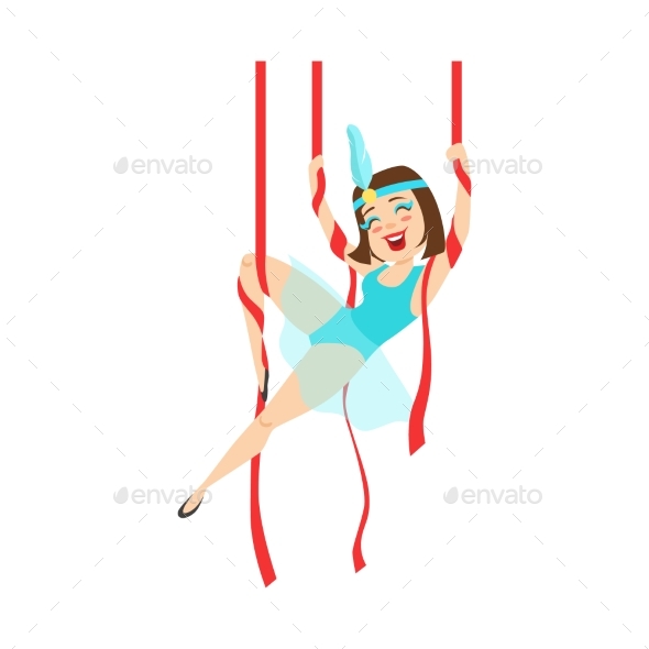 Circus Girl Acrobat in Blue Outfit Performing - People Characters