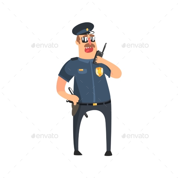 Policeman in American Cop Uniform - People Characters