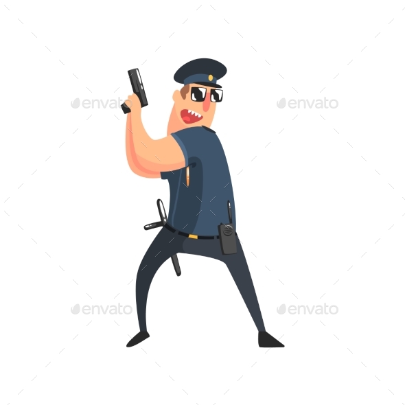 Policeman in American Cop Uniform - People Characters