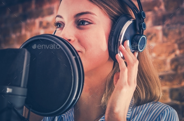 Woman Recording Audiobook - Stock Photo - Images