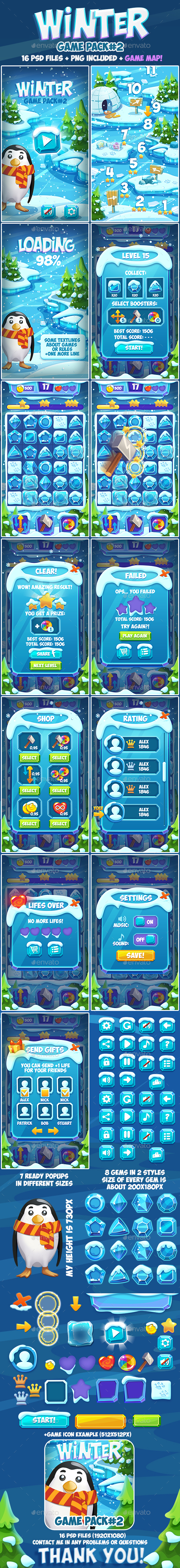 Christmas Winter Frozen Full Game Pack 2 with Game Map and GUI - Game Kits Game Assets