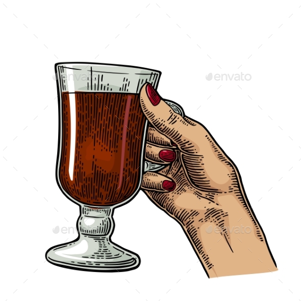 Female Hand Holding a Glass of Cocktail - Food Objects