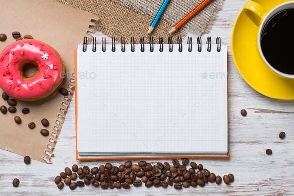 Coffee break with snack - Stock Photo - Images