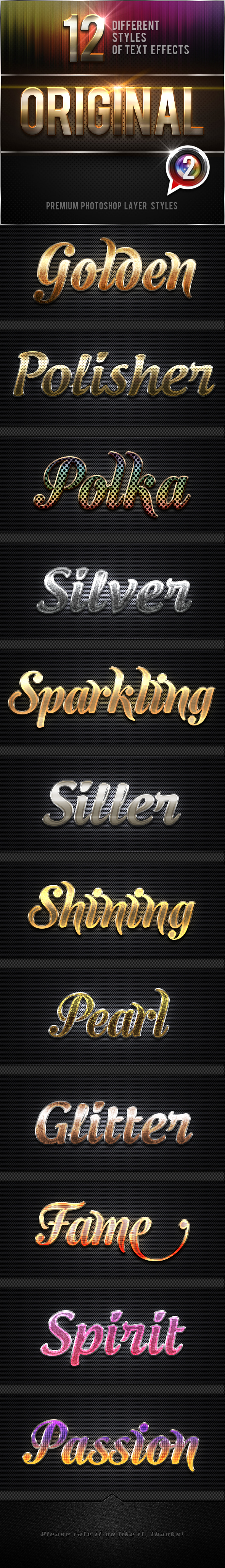 12 Original Photoshop Text Effects Vol.2 - Text Effects Styles