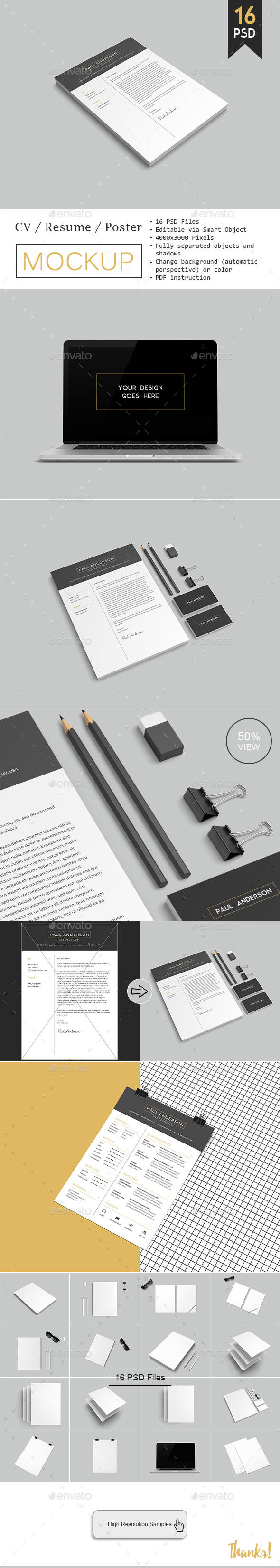 CV / Resume Mockup - Product Mock-Ups Graphics