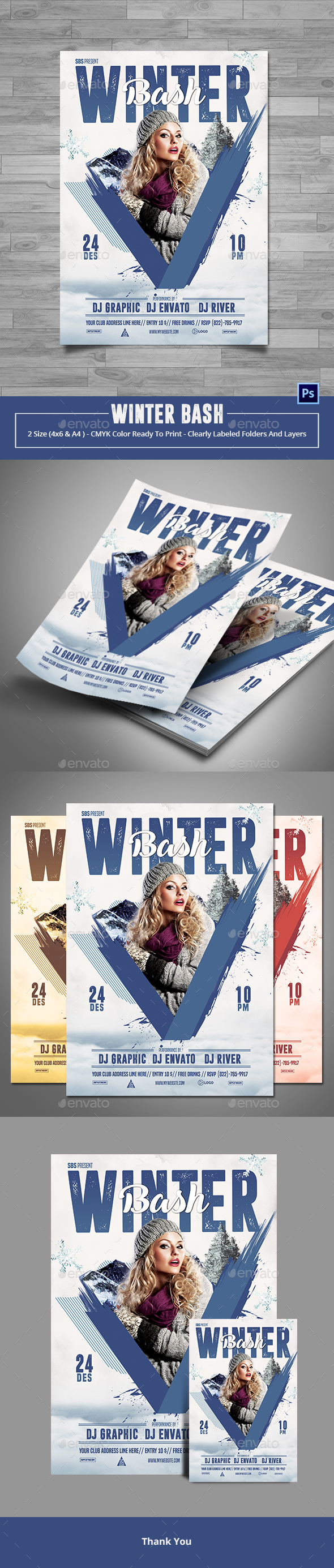 Winter Bash Flyer Template - Clubs & Parties Events