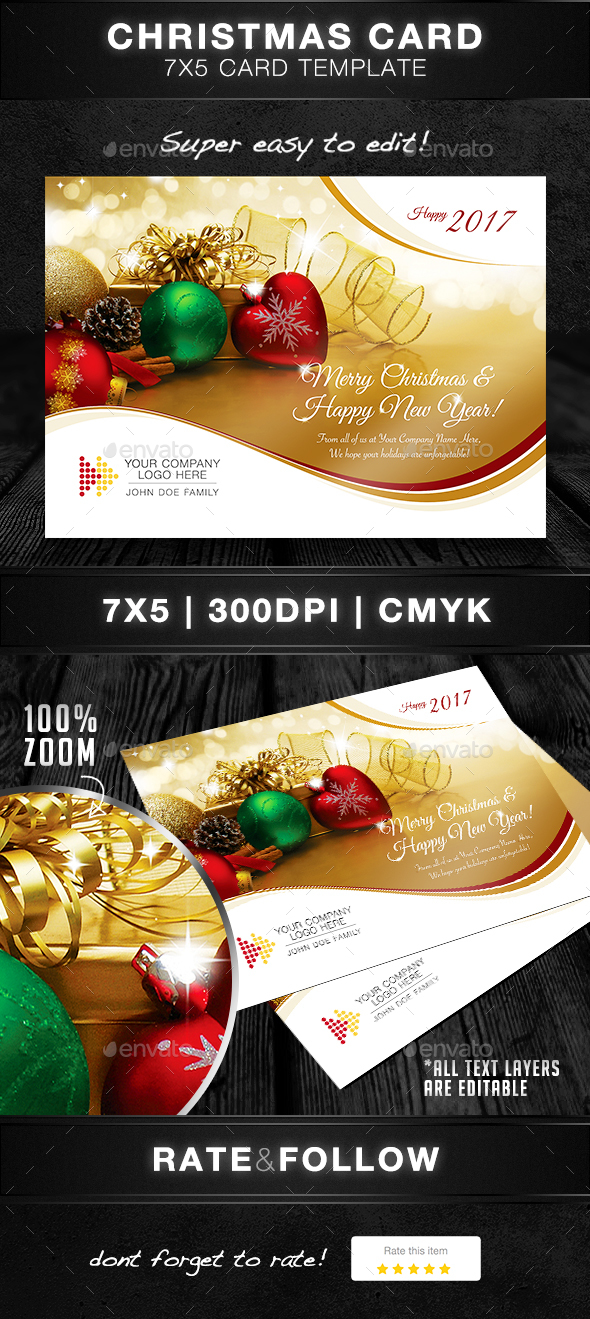 Christmas Card Template - Holiday Greeting Cards