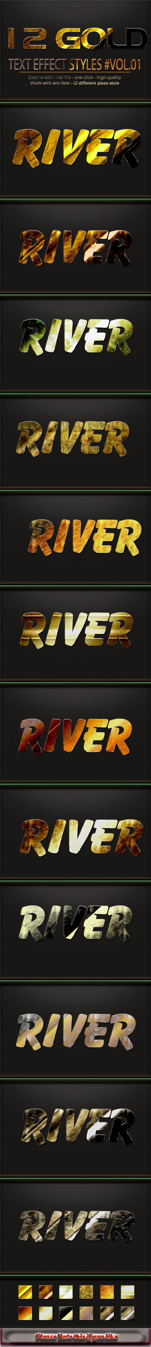 12 Gold Effect Text Style Vol #01 - Text Effects Styles