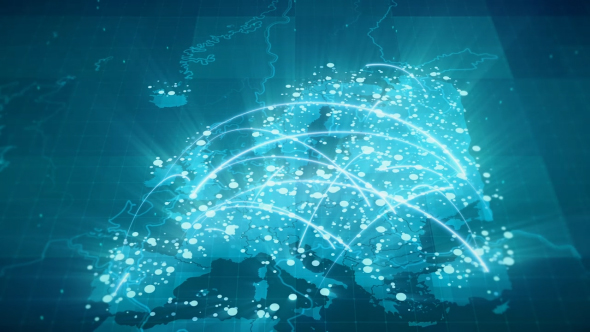 Globalization Europe Map Animation 4K