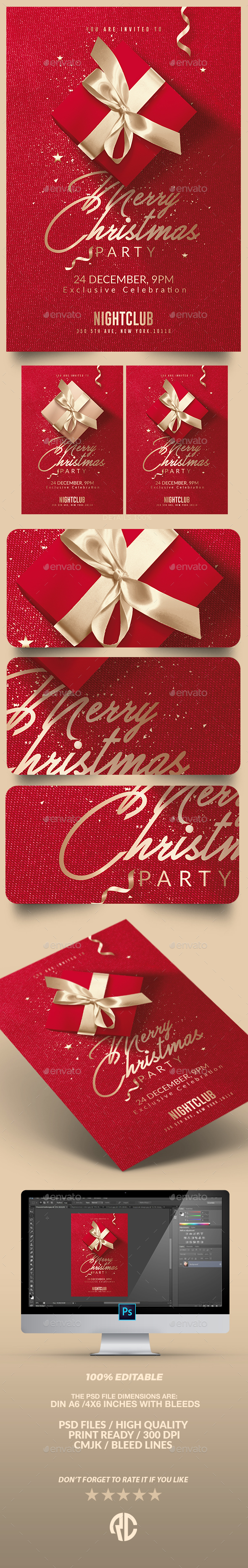 Red Christmas Party | Invitation Flyer Template