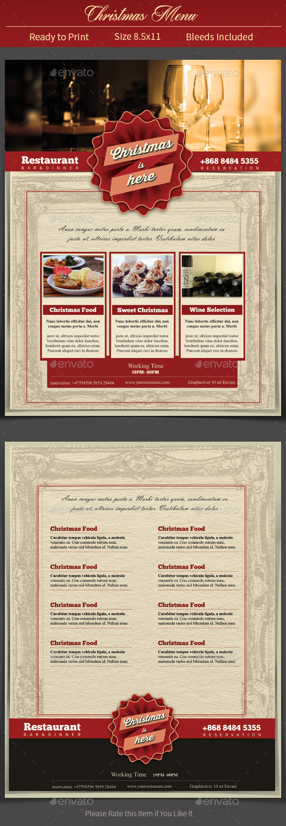 Christmas Restaurant Menu - Food Menus Print Templates