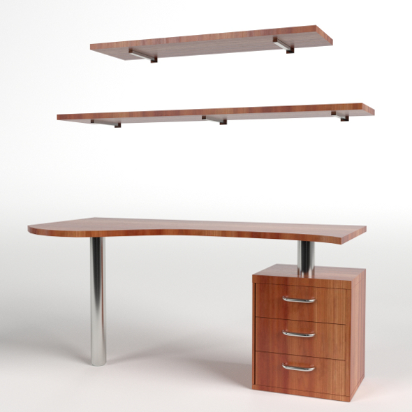 Desk with drawers and shelf 1 - 3DOcean Item for Sale