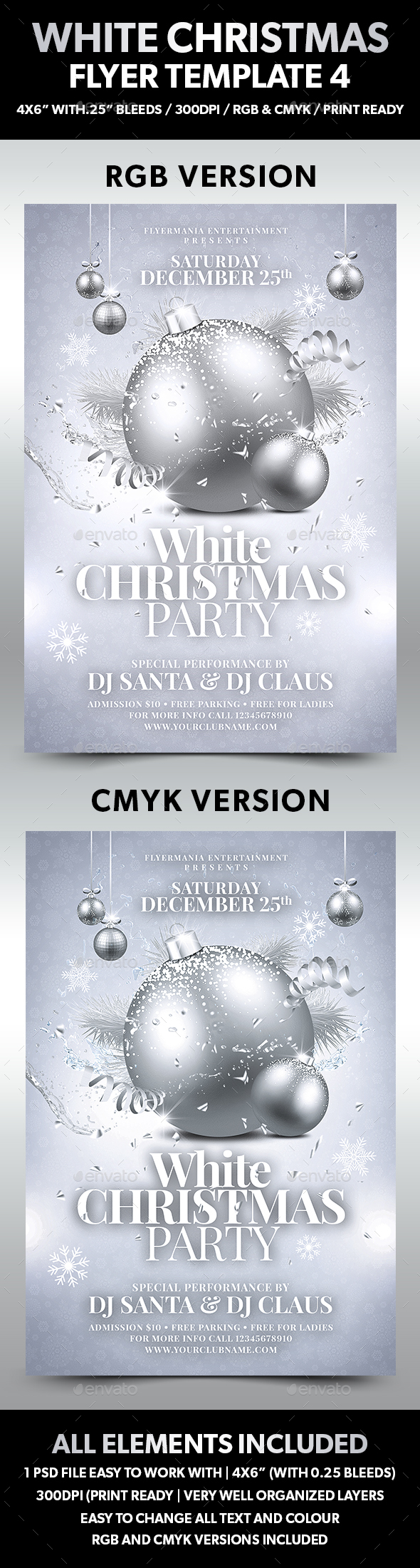 White Christmas Party Flyer Template 4 - Events Flyers