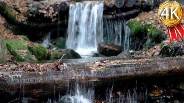 Small Waterfall in the Mountains Autumn Forest alt