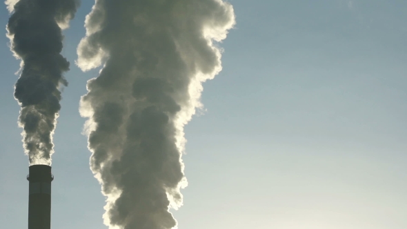 Footage Industrial Chimneys Emits Toxic Pollutants Into The Sky Polluting The Environment alt