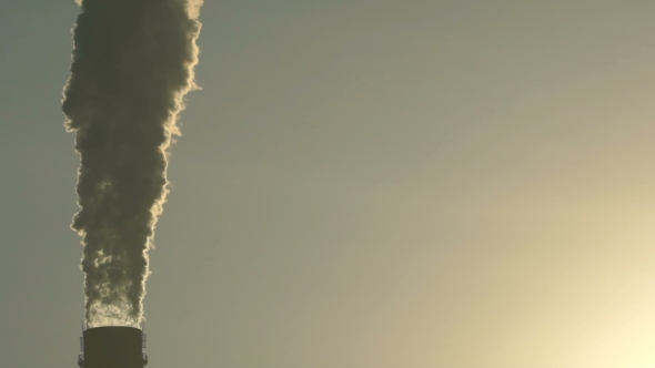 Footage Industrial Chimneys Emits Toxic Pollutants Into The Sky Polluting The Environment alt