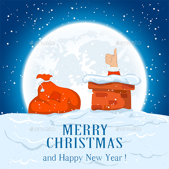 Sack and Santa on the Roof - Christmas Seasons/Holidays